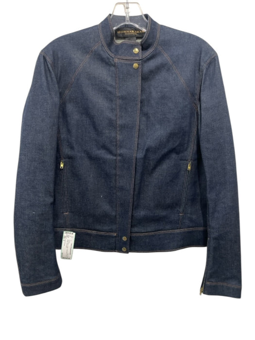 Donna Karan Size 8 Dark Wash Cotton Long Sleeve Zip Up Button Jacket Dark Wash / 8
