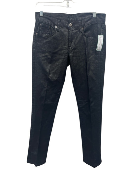 Ralph Lauren Size 27 Black Cotton Zip Fly Metalic Threading Slim Straight Pants Black / 27