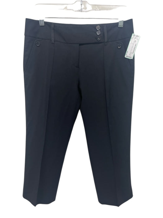 Elie Tahari Size 4 Black Wool Trouser Zip Fly 3/4 Length Pants Black / 4