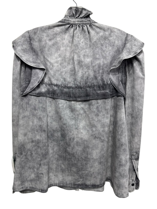 Isabel Etoile Marant Size 40 Gray Cotton Long Sleeve Acid Wash Ruffle collar Top Gray / 40