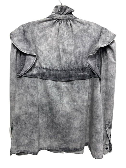 Isabel Etoile Marant Size 40 Gray Cotton Long Sleeve Acid Wash Ruffle collar Top Gray / 40