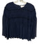 See By Chloe Size 40 Dark Navy Polyester Long Sleeve Sheer Smocked Top Dark Navy / 40