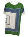 Tory Burch Size S White, Green, Blue Polyester Short Sleeve Back Zip Midi Dress White, Green, Blue / S
