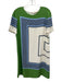 Tory Burch Size S White, Green, Blue Polyester Short Sleeve Back Zip Midi Dress White, Green, Blue / S