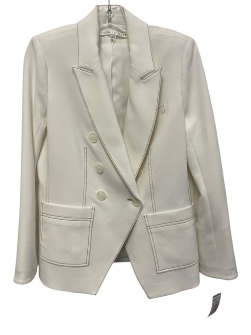 Veronica Beard Size 10 White Polyester & Viscose Blazer Double Breast Jacket White / 10