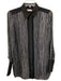 Vince Size XS Black & White Silk Long Sleeve Abstract Stripe Buttons Collar Top Black & White / XS