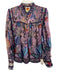 Farm Rio Size S Purple, Blue, Multi Cotton Long Sleeve Floral Print Buttons Top Purple, Blue, Multi / S