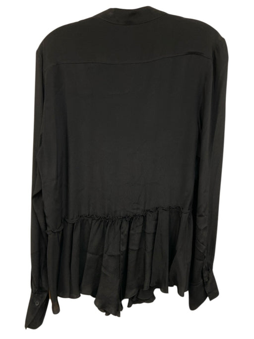 See By Chloe Size 44 Black Viscose & Silk Long Sleeve Buttons Ruffle Hem Top Black / 44