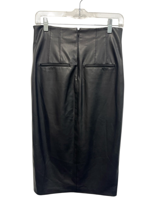 Veronica Beard Size 8 Black Polyurethane Pleather Gold Buttons Midi Skirt Black / 8