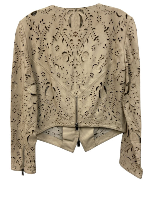 Haute Hippie Size M Beige Cream Lamb leather Laser Cut Silver Hardware Jacket Beige Cream / M