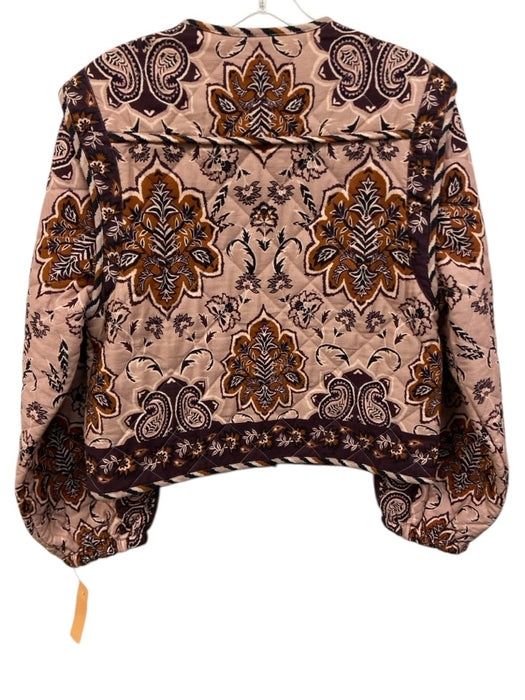 Farm Rio Size M Pink, Orange, Purple Cotton Quilted Floral Print Buttons Jacket Pink, Orange, Purple / M