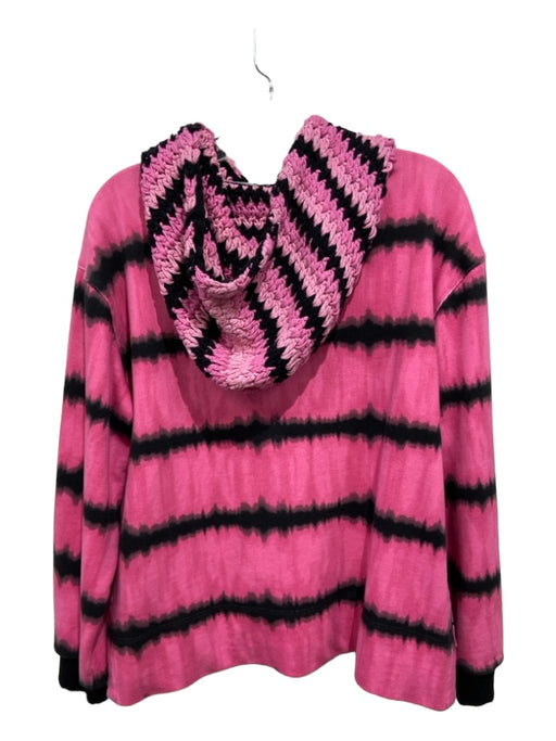 Alice + Olivia Size Medium Hot Pink & Black Cotton Blend Long Sleeve Hoodie Hot Pink & Black / Medium