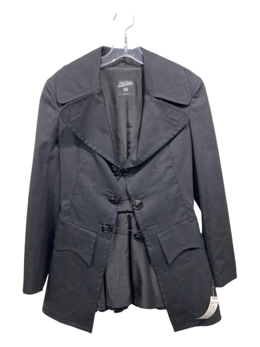 Jean Paul Gaultier Femme Size 8 Black Cotton Blazer Chain Button Jacket Black / 8
