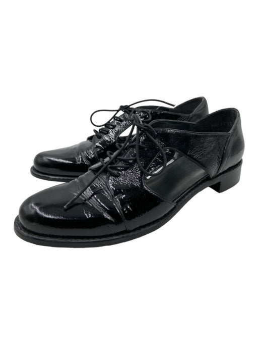 Stuart Weitzman Shoe Size 6 Black Patent Leather round toe Side Cut Outs Loafers Black / 6
