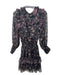 Misa Size Small Black, Green, Purple Polyester Long Sleeve Floral Ruffles Dress Black, Green, Purple / Small