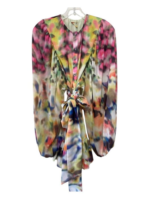 Alexis Size S Yellow & Multi Polyester Button Front Abstract Print Dress Yellow & Multi / S