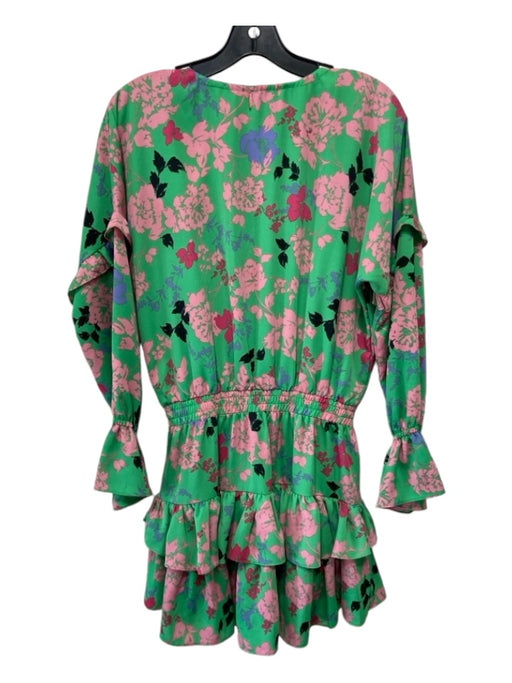 Misa Size S Green, Pink & Blue Print Polyester Smocked Waist Band Floral Dress Green, Pink & Blue Print / S