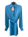 Alexis Size S Cerulean Blue Polyester Long Sleeve Knee Length Button Front Dress Cerulean Blue / S