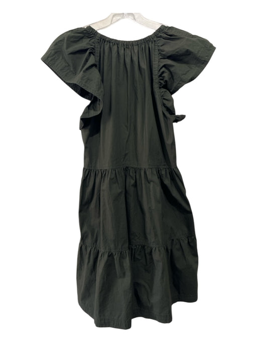 Marie Oliver Size XS Green Cotton Cap Sleeve V Neck Peplum Dress Green / XS