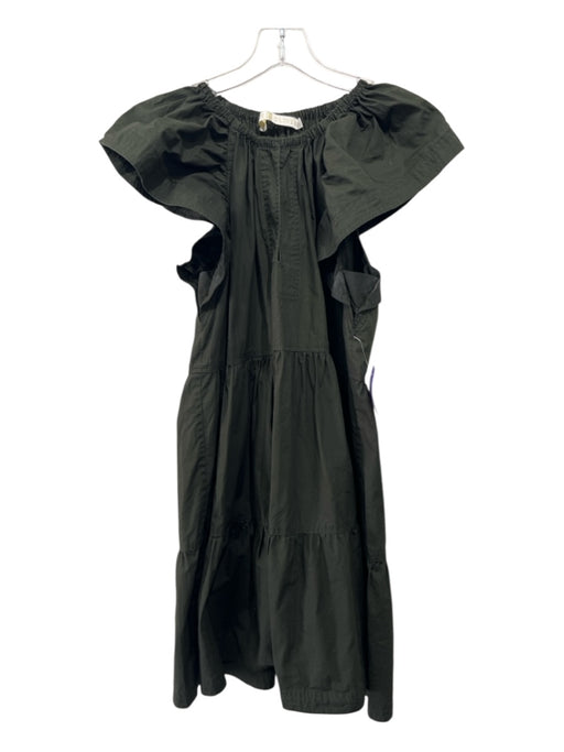 Marie Oliver Size XS Green Cotton Cap Sleeve V Neck Peplum Dress Green / XS