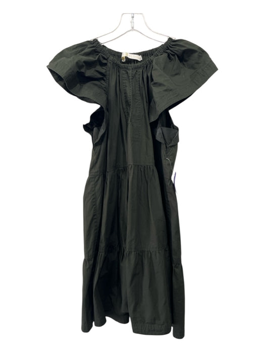 Marie Oliver Size XS Green Cotton Cap Sleeve V Neck Peplum Dress Green / XS