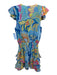 Ramy Brook Size S Blue & Multi Polyester Ruffle Cap Sleeve Abstract Print Dress Blue & Multi / S