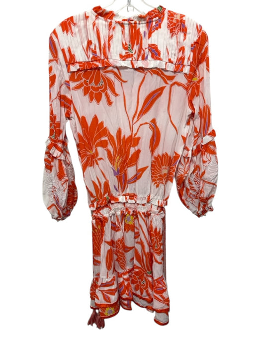 Taj by Sabrina Crippa Size S Orange & White Viscose Puff 1/2 Sleeve Mini Dress Orange & White / S