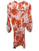 Taj by Sabrina Crippa Size S Orange & White Viscose Puff 1/2 Sleeve Mini Dress Orange & White / S