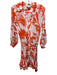 Taj by Sabrina Crippa Size S Orange & White Viscose Puff 1/2 Sleeve Mini Dress Orange & White / S