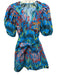 Marie Oliver Size P Blue & Multi Cotton Short Puff Sleeve Abstract Print Dress Blue & Multi / P