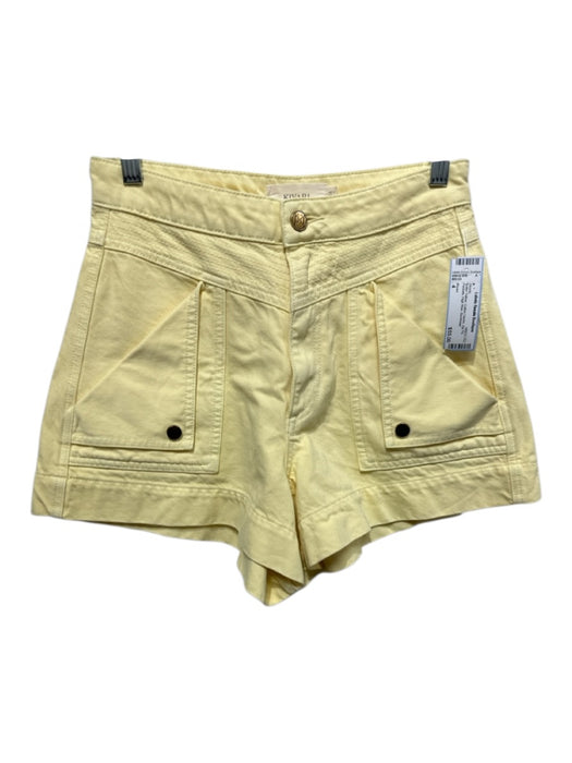 Kivari Size 4 Butter Yellow Cotton Denim Zip Fly Pockets High Rise Shorts Butter Yellow / 4