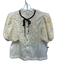 Love The Label Size S Cream White & Black Cotton Lace Ruffle Button Up Top Cream White & Black / S