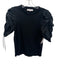 Frame Size S Black Organic Cotton Ruched Crewneck Puff Sleeve Top Black / S
