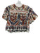 Farm Rio Size XXS Cream, Purple, Red Cotton Pintuck Paisley Floral Print Top Cream, Purple, Red / XXS