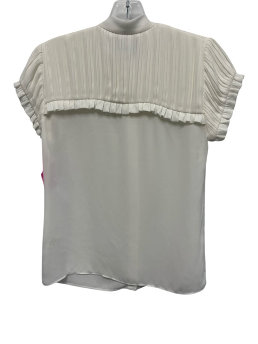 Alexis Size S Ivory White Polyester Pleated Tie Neck Cap Sleeve Top Ivory White / S