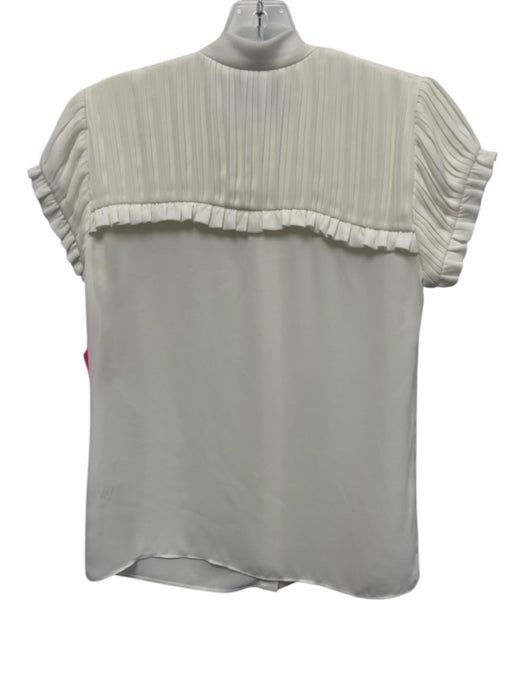 Alexis Size S Ivory White Polyester Pleated Tie Neck Cap Sleeve Top Ivory White / S
