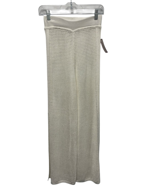 Vix Paula Hermanny Size S Cream Crochet Knit Elastic Waist Wide Leg Pants Cream / S