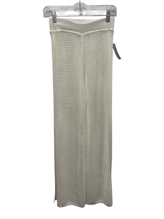 Vix Paula Hermanny Size S Cream Crochet Knit Elastic Waist Wide Leg Pants Cream / S