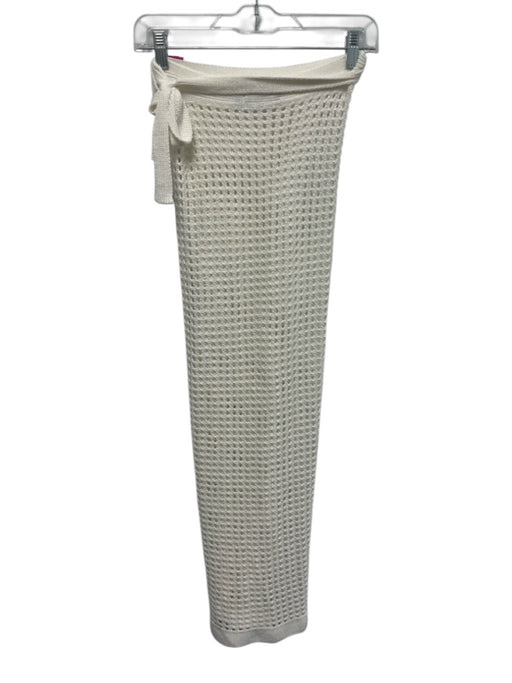 Vix Paula Hermanny Size S Cream Crochet Knit Tie Waist Coverup Skirt Cream / S