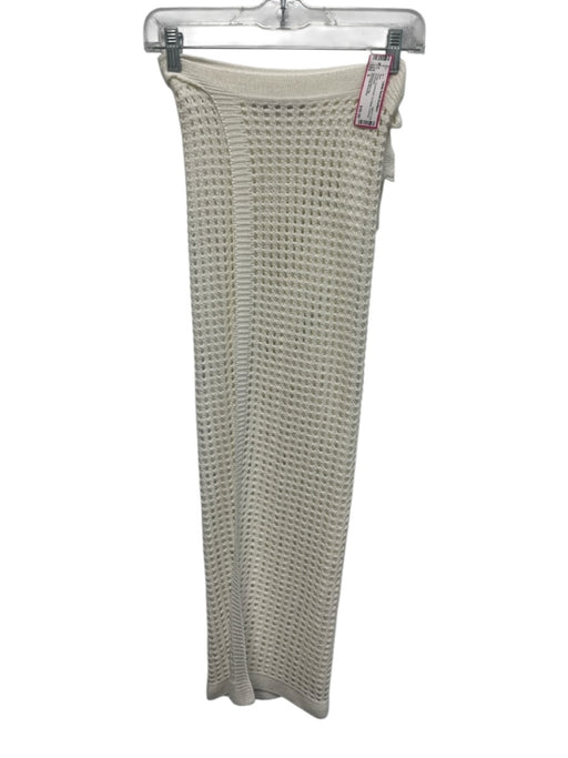 Vix Paula Hermanny Size S Cream Crochet Knit Tie Waist Coverup Skirt Cream / S
