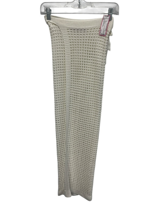 Vix Paula Hermanny Size S Cream Crochet Knit Tie Waist Coverup Skirt Cream / S