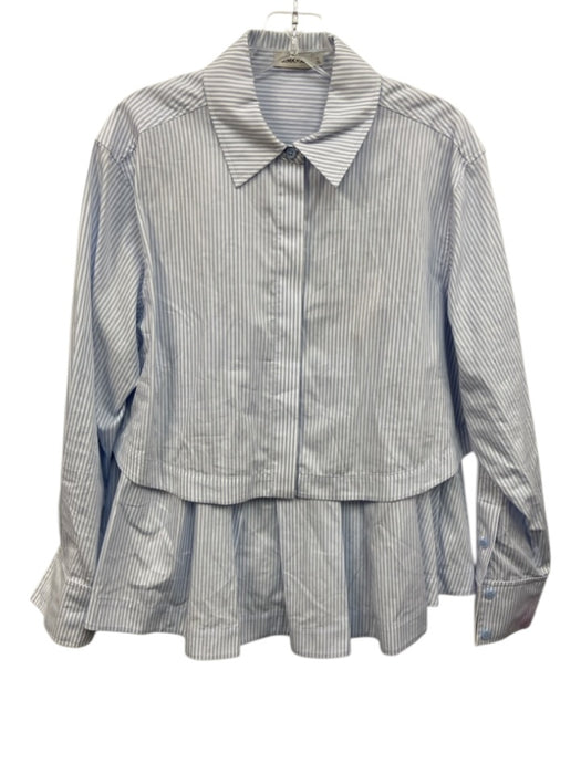 Simkhai Size 4 Light blue & white Cotton Pleated Stripe Button Down Skirt Set Light blue & white / 4