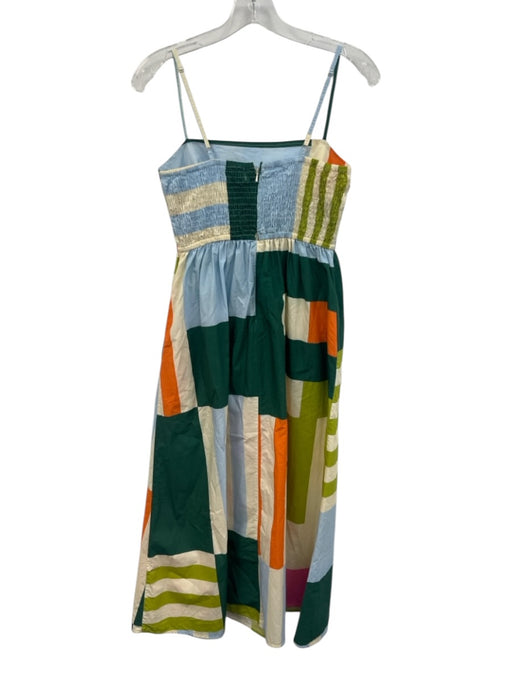 Olivia by Livro Size XS Light Blue, Green & Multi Cotton Square Neck Dress Light Blue, Green & Multi / XS