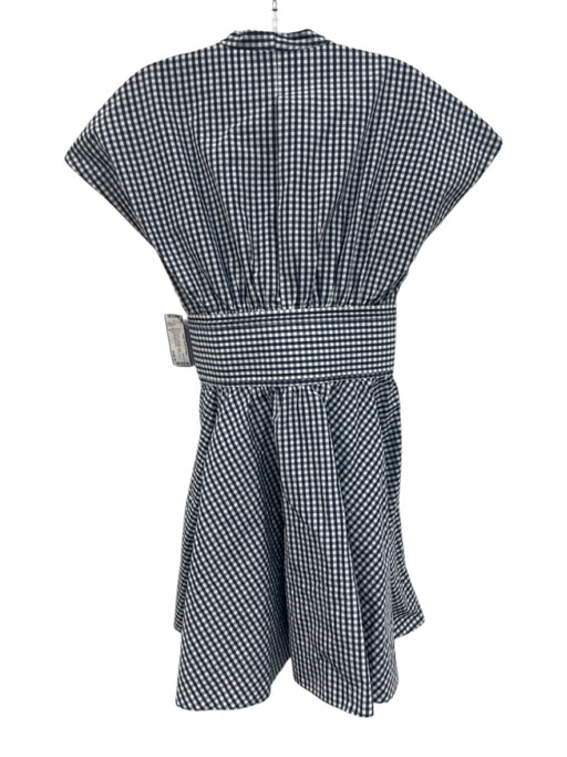Alexis Size M Blue & White Polyester Plaid Sleeveless Mock Collar Dress Blue & White / M