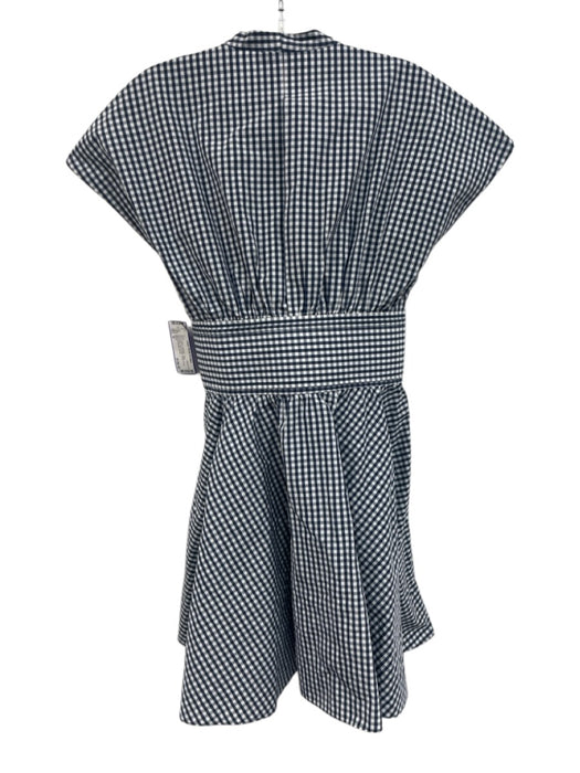 Alexis Size M Blue & White Polyester Plaid Sleeveless Mock Collar Dress Blue & White / M