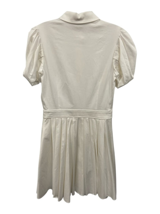 Alexis Size S White Cotton Blend Collar Short Sleeve Button Down Tiered Dress White / S