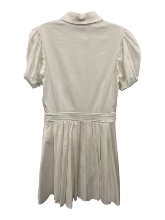 Alexis Size S White Cotton Blend Collar Short Sleeve Button Down Tiered Dress White / S
