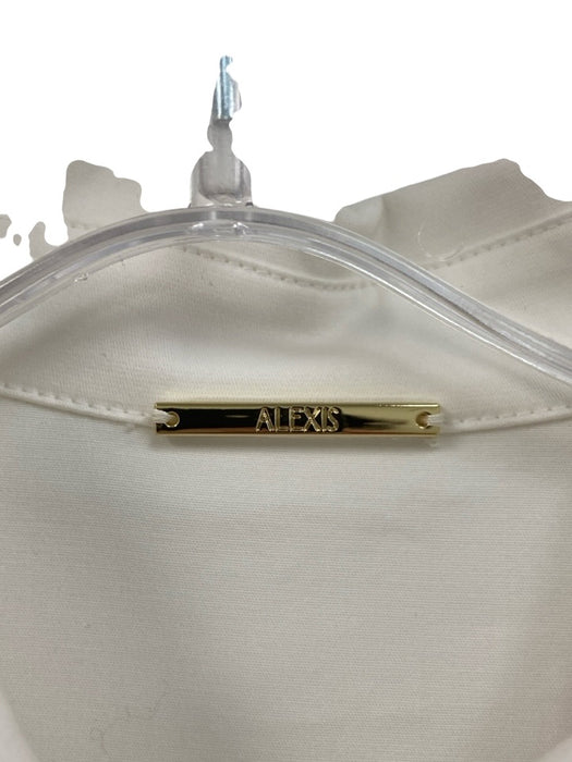 Alexis Size S White Cotton Blend Collar Short Sleeve Button Down Tiered Dress White / S