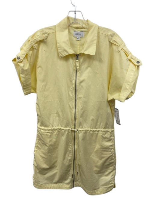 Pistola Size S Butter Yellow Cotton Blend Front Zip Drawstring Waist Dress Butter Yellow / S