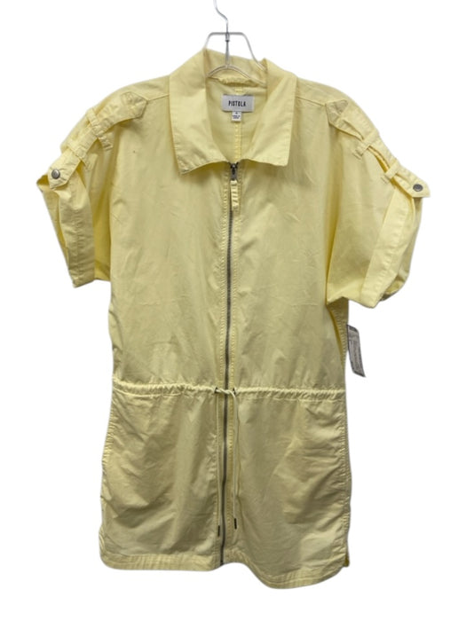 Pistola Size S Butter Yellow Cotton Blend Front Zip Drawstring Waist Dress Butter Yellow / S